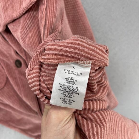 Ci Sono Shacket Womens Large Pink Corduroy Oversized Shirt Jacket Casual Comfy - Picture 7 of 9